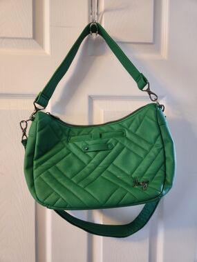 lug Quilted Green Shoulder Bag with Removable Strap